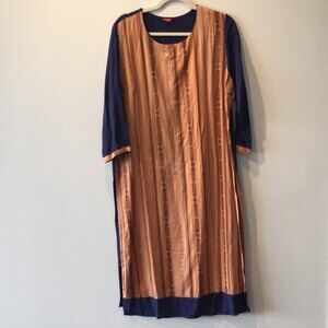 W XXL Kurta Blue Orange Indian Attire